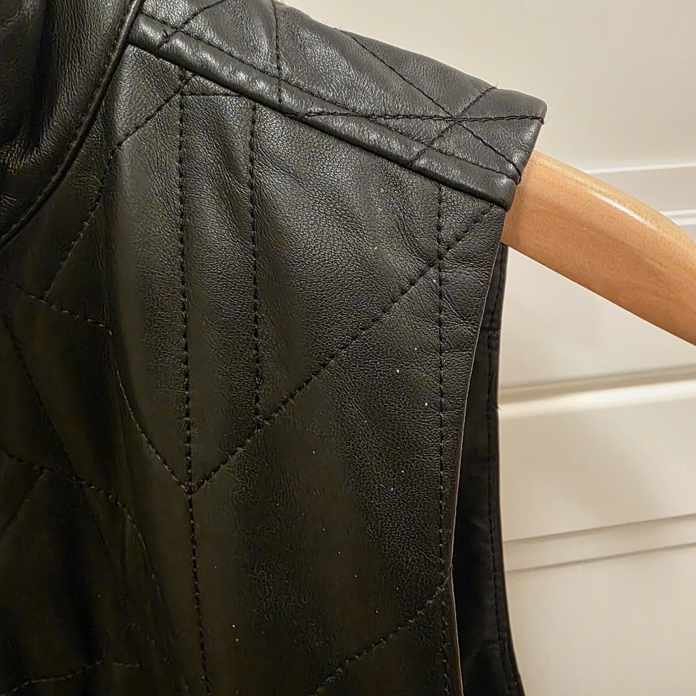 🔥Lafayette 148 Black 💯 Leather Vest - Picture 5 of 17